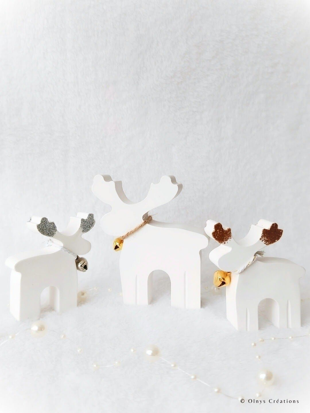 Rennes de Noël - Décoration ornement en plâtre