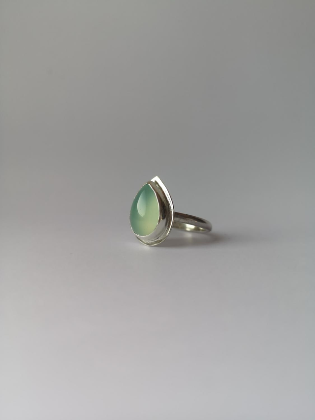 Sterling Silver Ring with Aqua Chalcedony 