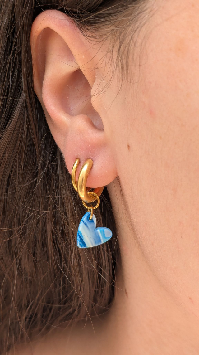 Charm cœur bleu effet mer