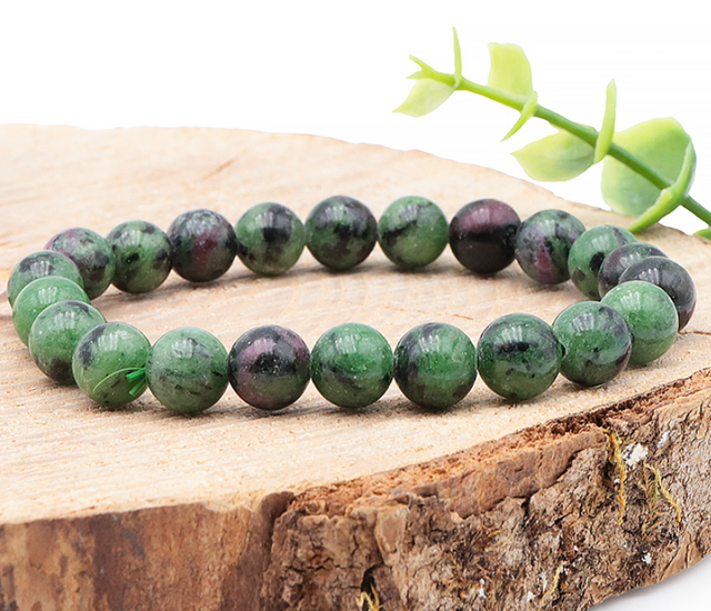 Bracelet boule 08mm rubis zoïsite qualité A