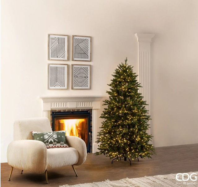 EDG Enzo de Gasperi Albero di Natale Pino Cristallo H 180 cm Natural con 1500 Mini Led