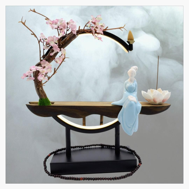 "Arbre de méditation LED" - Porte-encens Backflow 35 cm