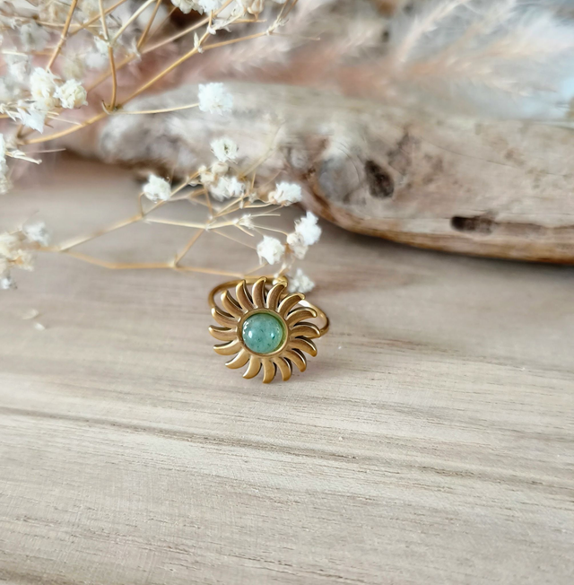 Bague Soleil Aventurine verte