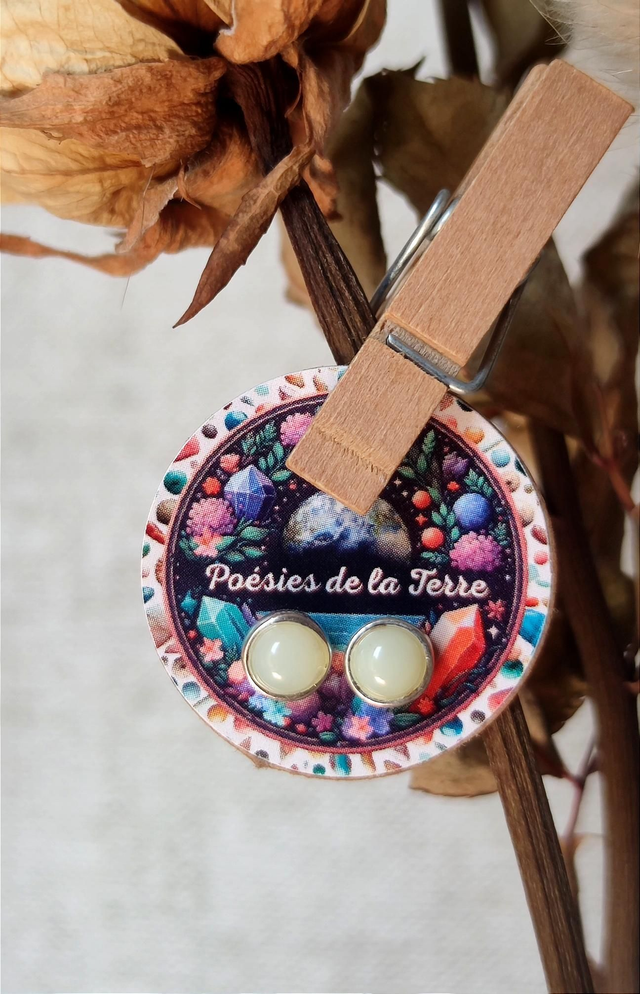 opale verte commune ~ boucles d'oreilles argent 925
