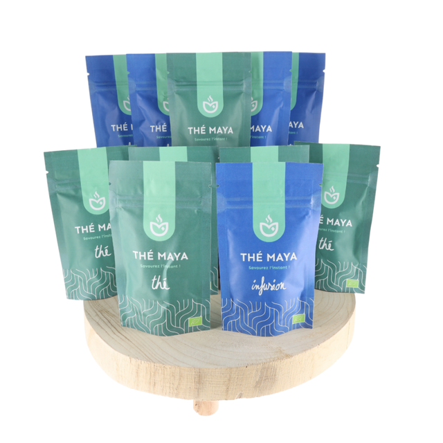 Kit de 11 Pochettes de Thés, Tisanes et Rooibos bio en pochette de 15g