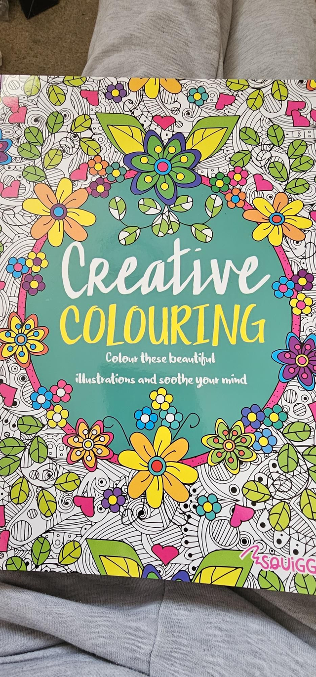 Creative colouring book, crayons and free bookmark 