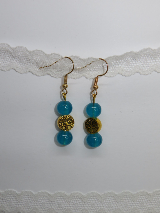 Boucle d'oreille turquoise et arbre de vie 