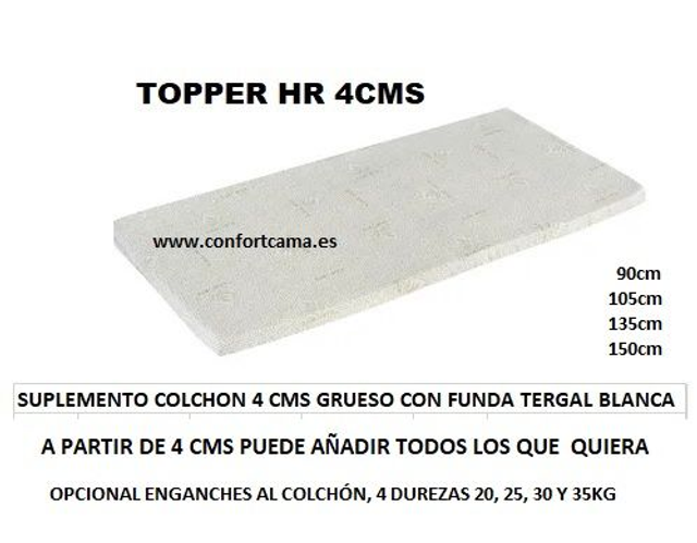 TOPPER HR desde 4 cms de GRUESO para mejorar y agrandar tu colchón.