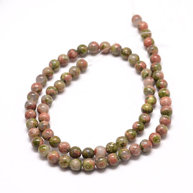 Unakite / Fil de Perles en 6 mm / Boules en Pierres Naturelles Rondes et Polies