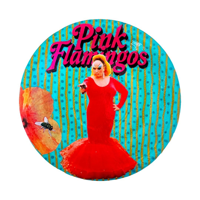 &quot;Pink Flamingos&quot; Green Upcycled Trinket Dish - House of Frisson