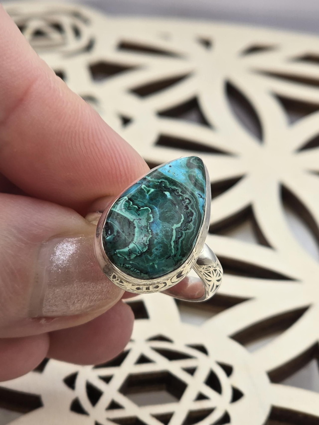 Bague Argent 925 Malachite Chrysocolle