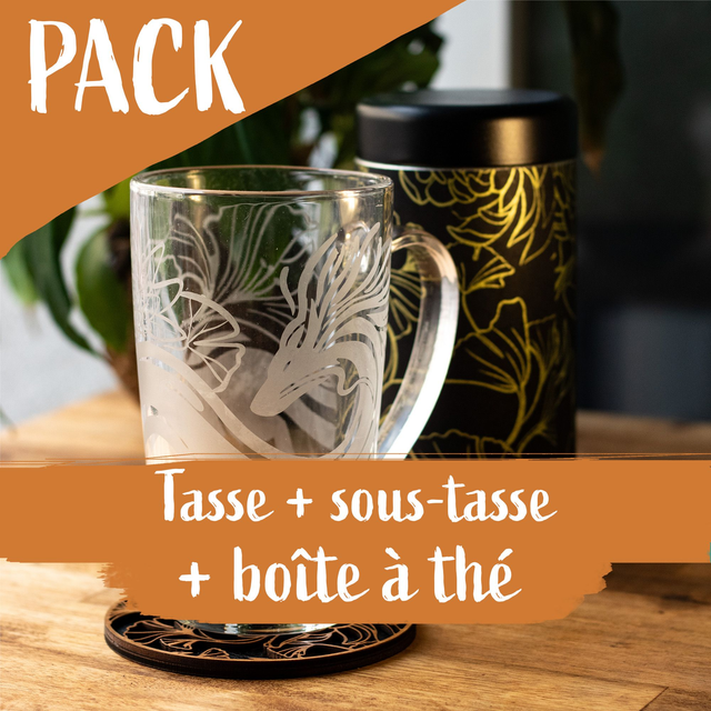 Pack complet dragon - Tasse, sous tasse + boîte à thé