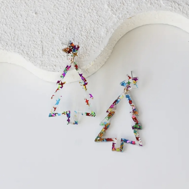 Christmas tree hollow earrings