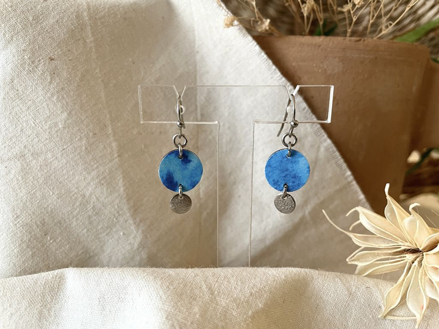 Boucles d’oreilles Rond taille S et pampille argent - Couleurs variées