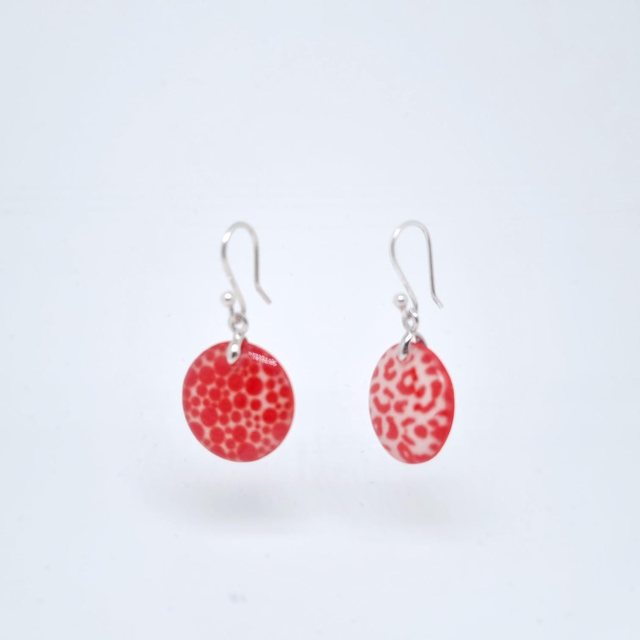 Boucles d&#039;oreilles rouge rondes PM