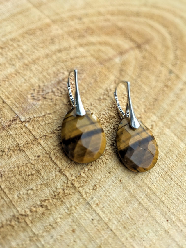 Boucles d'oreilles ARGENT et OEIL du TIGRE 