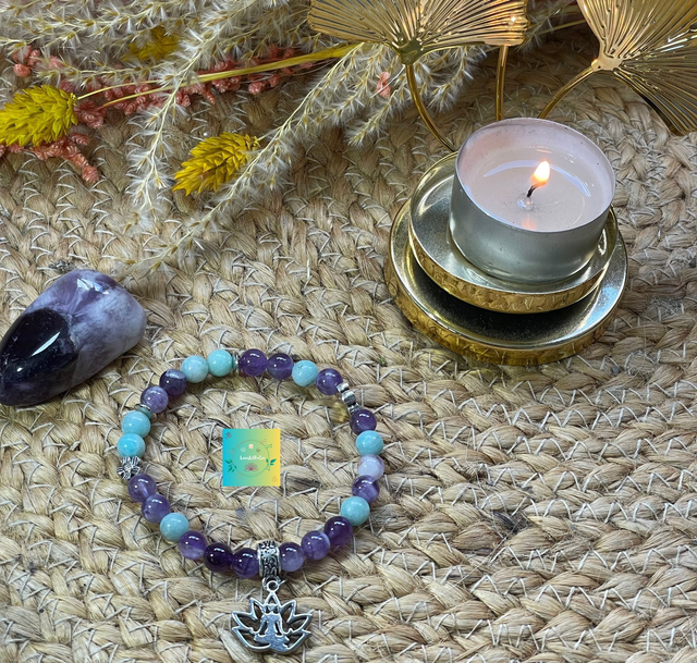 🪷🧘‍♀️ Bracelet en Amazonite et Améthyste 
