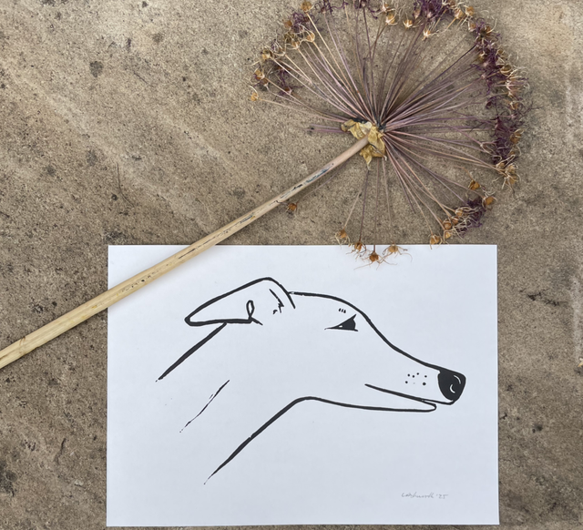 Greyhound Mini Lino Print