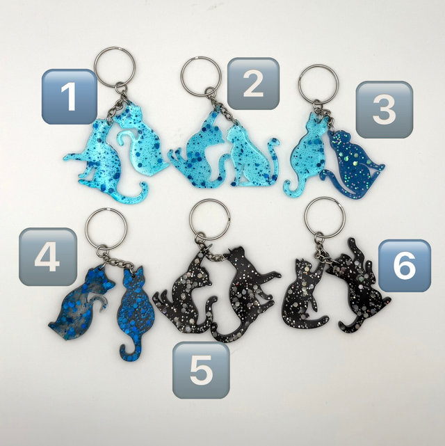 Chat double sur porte-clés 