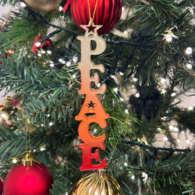 2 x Peace Lettering Baubles (Sunset)