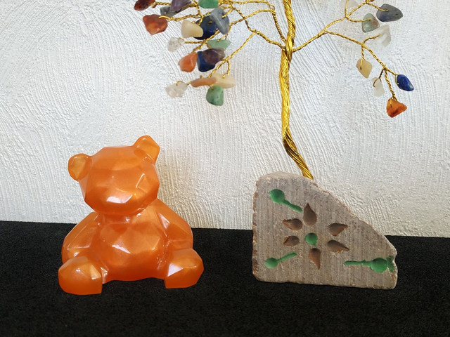Déco ourson cristal orangé, couleur personnalisable