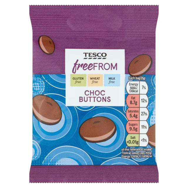 Tesco Free From Choc Buttons 25g