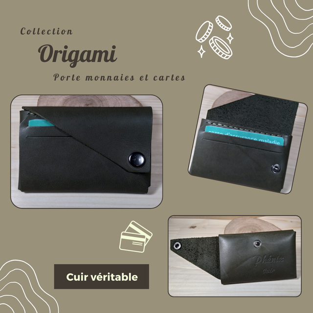 ORIGAMI porte monnaie/carte - Vert armée