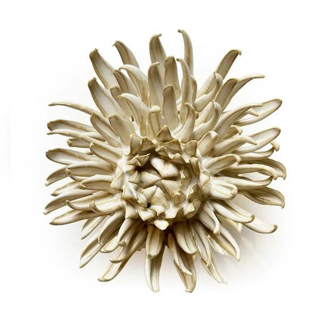 COASTAL WHITE CERAMIC FLOWER - ivory medium flower