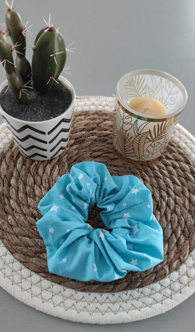 Chouchou grand bleu étoiles 