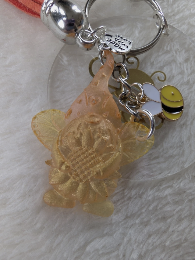 Bee Themed Keyring (Bee Gnome Design)