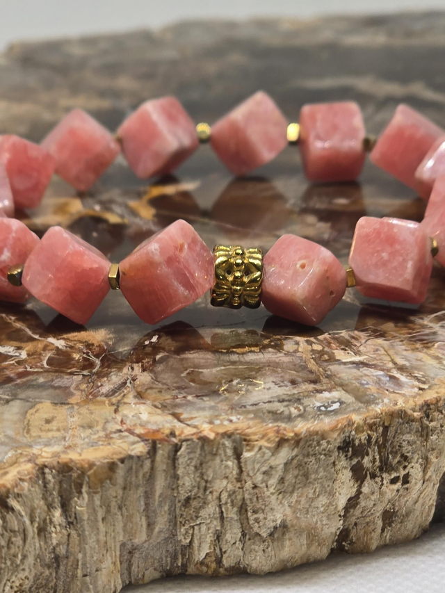 Bracelet Rhodochrosite carrée 1 cm