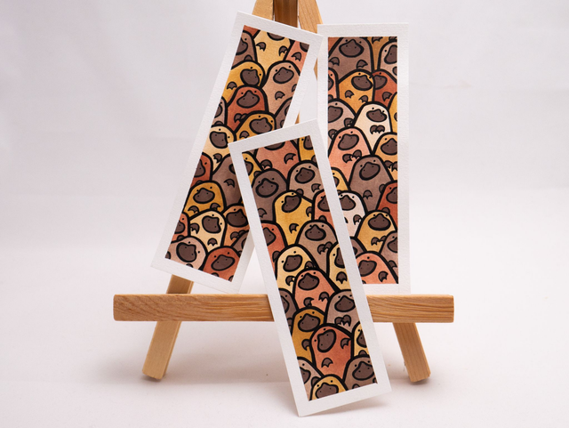 DZIOBAKI zakładka do książki, ręcznie malowana akwarela