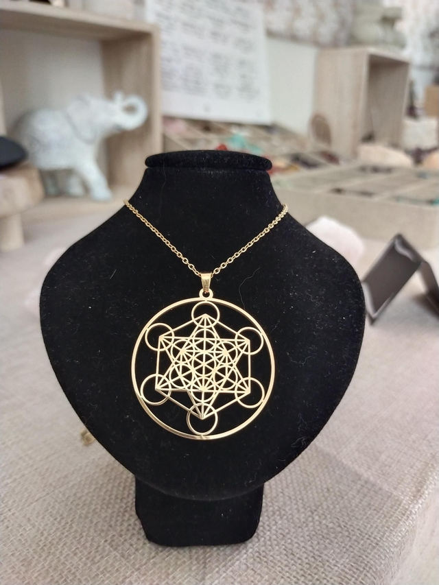 Pendentif Cube De Métatron Doré ou Argenté
