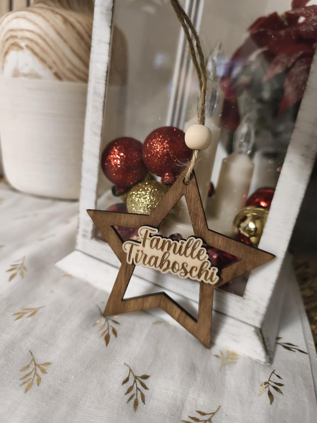 Étoile de Noël personnalisée en bois – Famille ou prénom 🌟