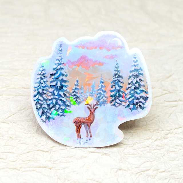 "A Winter Deer" XL vinyl sticker