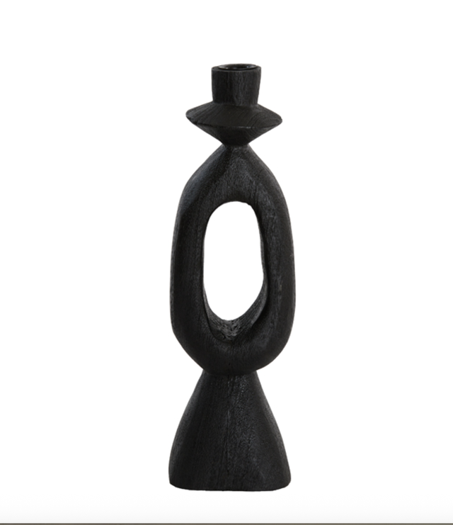 DJANGO small wood candle holder - matte black