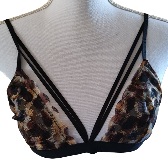 Soutien-gorge sans armature noir et léopard taille M