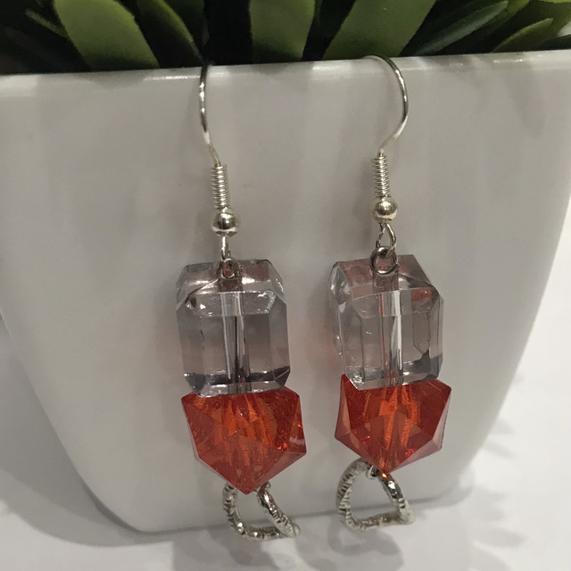 Red White Dangling Earrings - RWD567