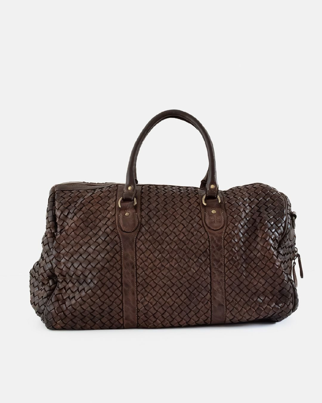 Borsone in pelle intrecciata