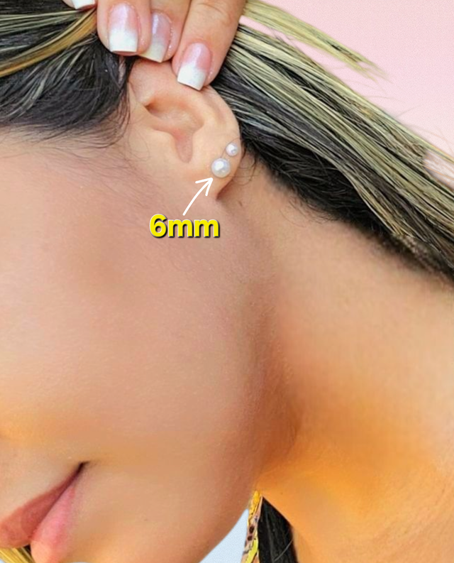 Kit Brincos Meia Pérola 6mm - Hipoalergênicos + Tag Personalizada ( XOXO )