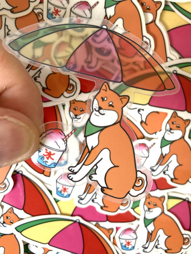 Sticker le shiba au parasol