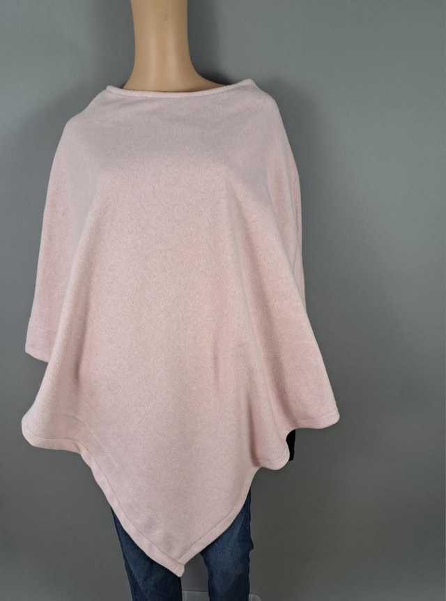 Baumwollfleece Poncho glatter Saum rosa
