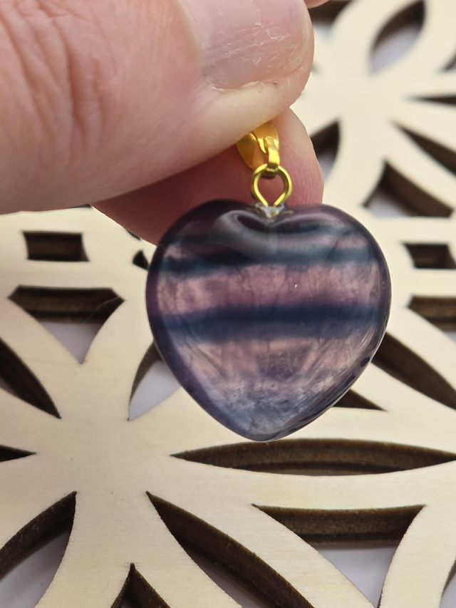 Pendentif Fluorite forme coeur