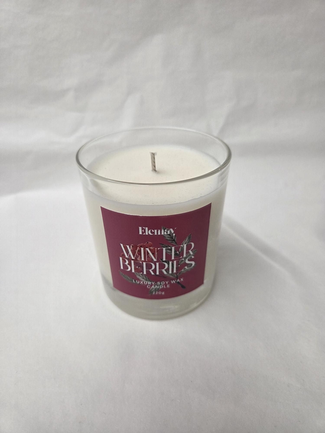 Winter Berries Refillable Glass Jar Soy Wax Candle - ES-024