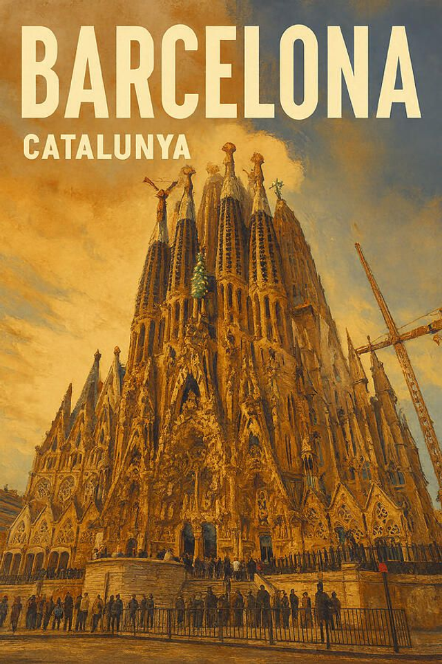 Póster de Viaje Vintage de Barcelona Catalunya Sagrada Familia