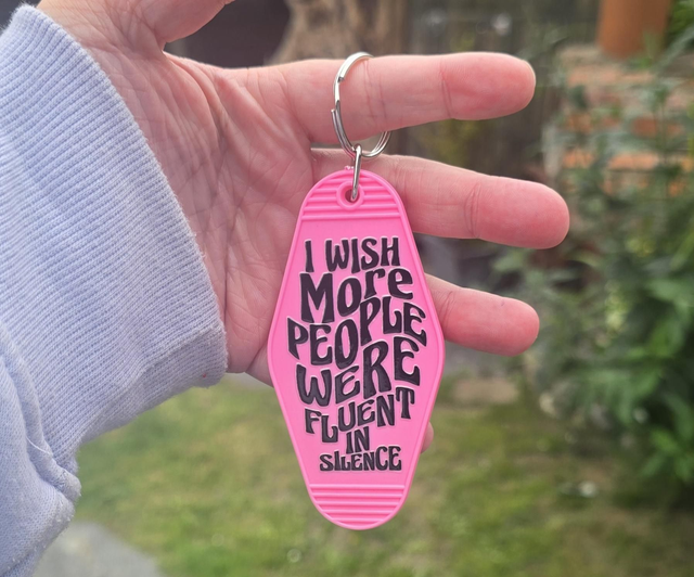 Silence Is Golden Motel Keyring