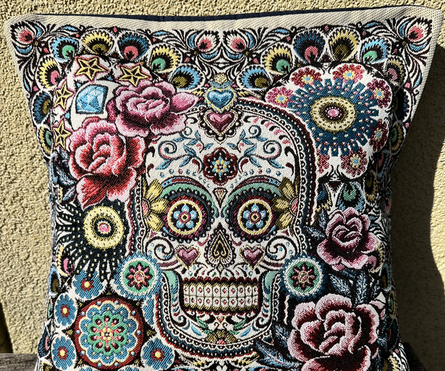Fourre de coussin tête de mort Diamant claire 