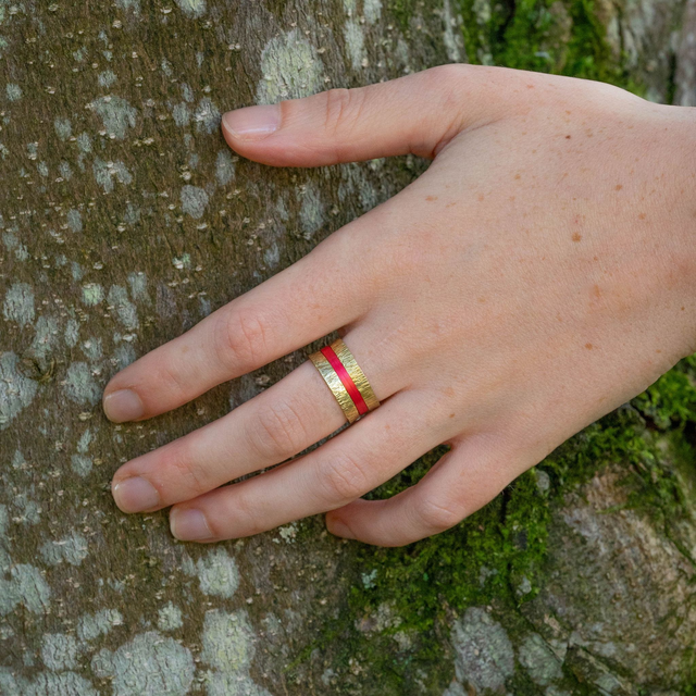 Bague Telluris - Doré, rouge