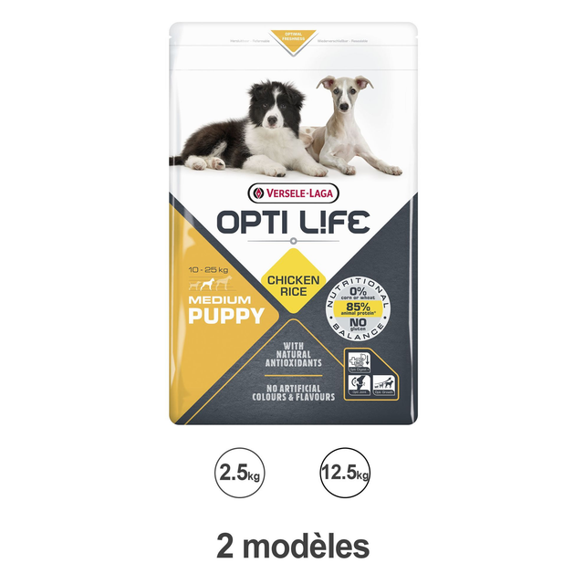 Croquettes Opti Life chiot medium sans gluten : Poulet