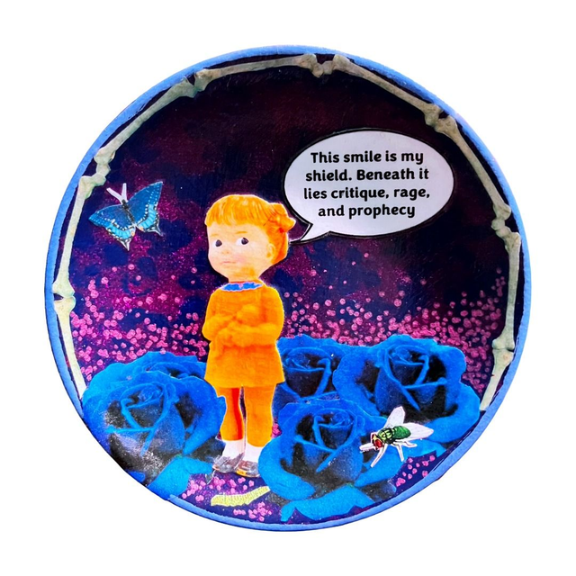 "This Smile is my Shield. Beneath it lies critique, rage, and prophecy" Maroon Upcycled Trinket Dish - House of Frisson